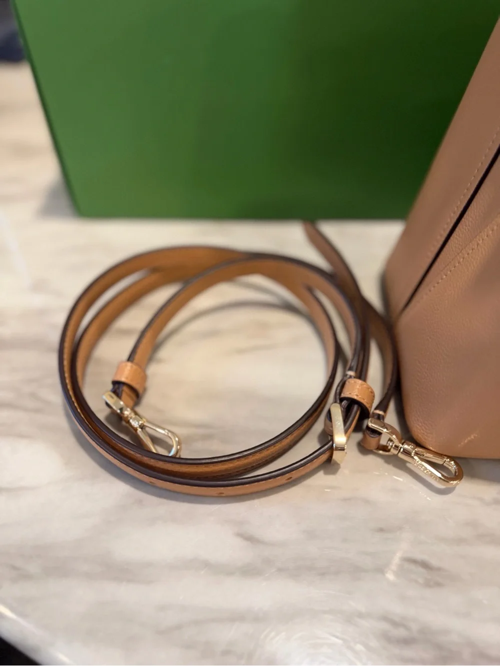 kate spade camel leather satchel with top handles